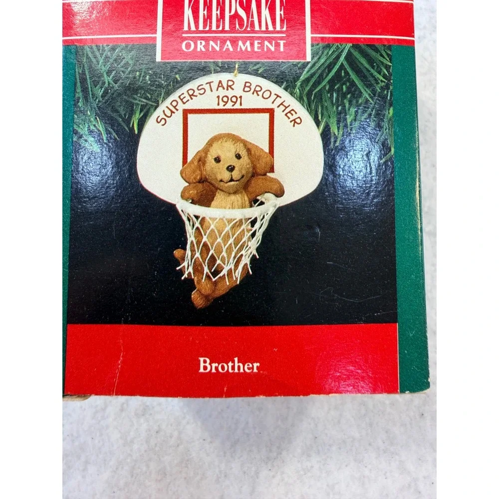 Hallmark Keepsake Ornament 1991 Superstar Brother Puppy Basketball QX547-9 VTG